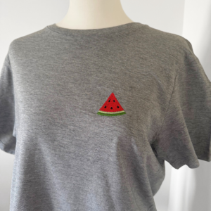Geborduurde watermeloen shirt - grijs
